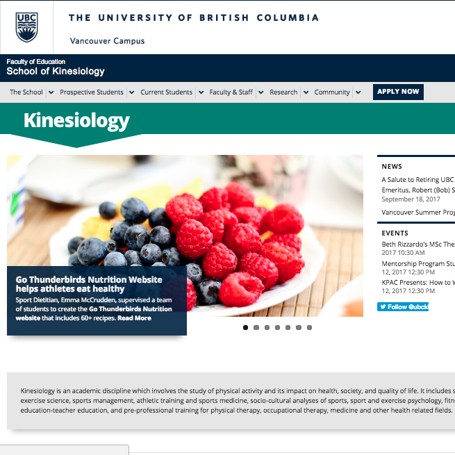 UBC Kinesiology homepage.